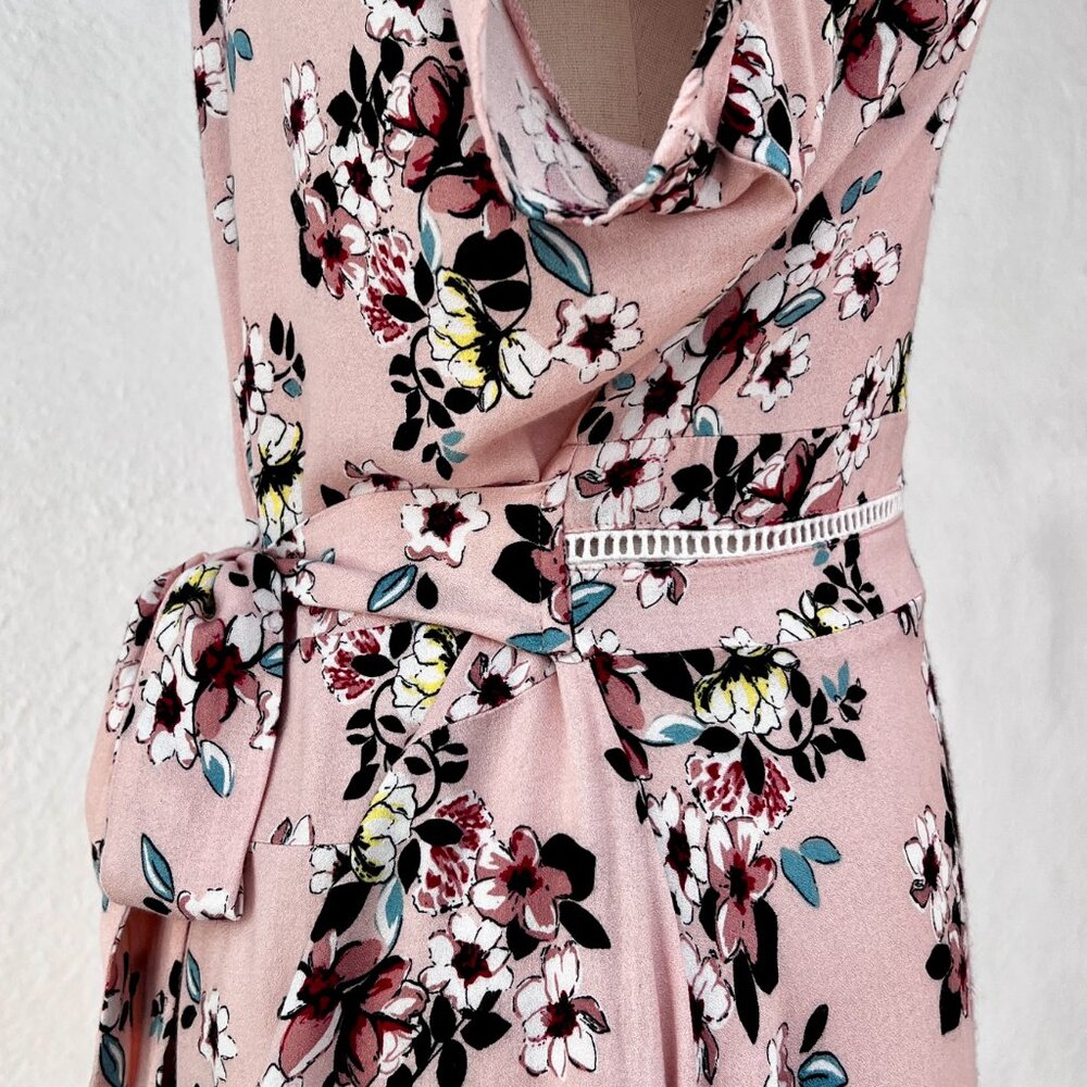 Suzanne Betro Light Pink Floral Short Sleeve Ladder Lace Trim Dress XL / Pin-Up - Picture 3 of 16